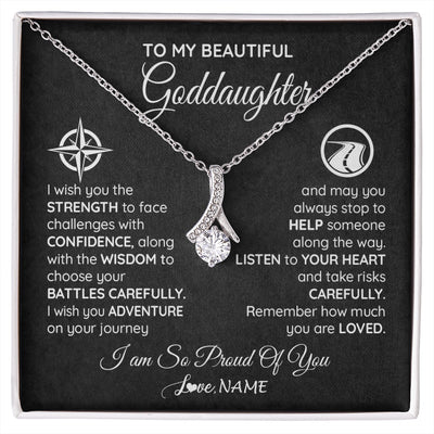 Alluring Beauty Necklace 14K White Gold Finish | 1 | Personalized To My Goddaughter Necklace From Godmother Uncle Aunt I Wish You The Strength Birthday Graduation Inspirational Customized Gift Box Message Card | siriusteestore.myshopify