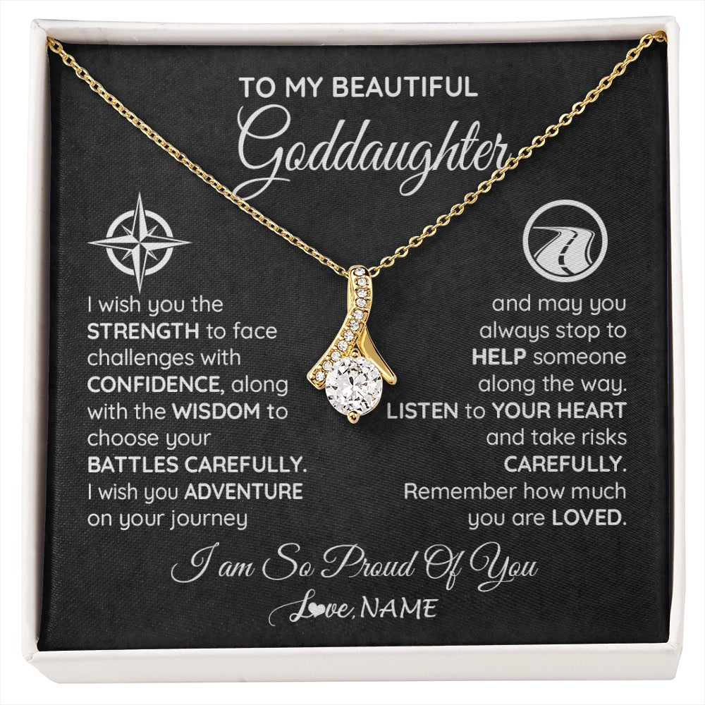Alluring Beauty Necklace 18K Yellow Gold Finish | 1 | Personalized To My Goddaughter Necklace From Godmother Uncle Aunt I Wish You The Strength Birthday Graduation Inspirational Customized Gift Box Message Card | siriusteestore.myshopify