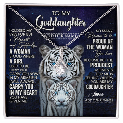 Alluring Beauty Necklace 14K White Gold Finish | 1 | Personalized To My Goddaughter Necklace From Godmother Uncle I Close My Eyes White Tiger Goddaughter Birthday Gift Christmas Gift Box Message Card | https://siriusteestore.