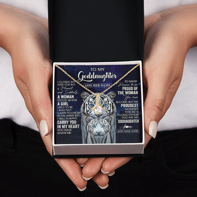 Alluring Beauty Necklace 18K Yellow Gold Finish | 2 | Personalized To My Goddaughter Necklace From Godmother Uncle I Close My Eyes White Tiger Goddaughter Birthday Gift Christmas Gift Box Message Card | https://siriusteestore.