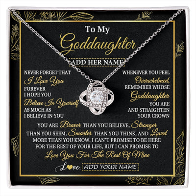 Love Knot Necklace 14K White Gold Finish | 1 | Personalized To My Goddaughter Necklace From Godmother Uncle I Love You Gift For My Goddaughter Birthday Gifts Christmas Customized Gift Box Message Card | siriusteestore.myshopify