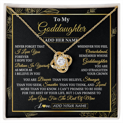 Love Knot Necklace 18K Yellow Gold Finish | 1 | Personalized To My Goddaughter Necklace From Godmother Uncle I Love You Gift For My Goddaughter Birthday Gifts Christmas Customized Gift Box Message Card | siriusteestore.myshopify