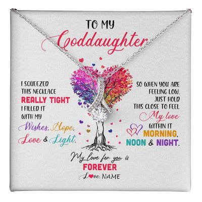 Alluring Beauty Necklace 14K White Gold Finish | 1 | Personalized To My Goddaughter Necklace From Godmother Uncle I Squeezed This Necklace Goddaughter Birthday Christmas Customized Gift Box Message Card | siriusteestore