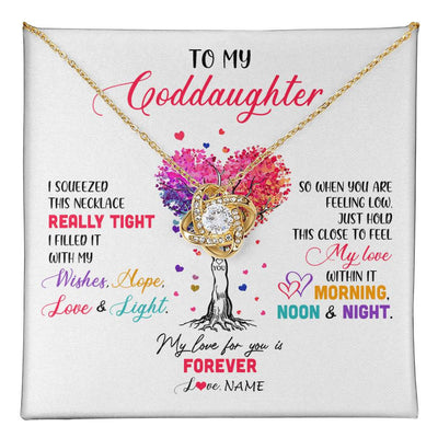 Love Knot Necklace 18K Yellow Gold Finish | 1 | Personalized To My Goddaughter Necklace From Godmother Uncle I Squeezed This Necklace Goddaughter Birthday Christmas Customized Gift Box Message Card | siriusteestore