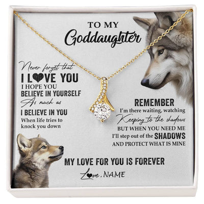 Alluring Beauty Necklace 18K Yellow Gold Finish | 1 | Personalized To My Goddaughter Necklace From Godmother Uncle Wolf My Love For You Is Forever Goddaughter Birthday Christmas Customized Gift Box Message Card | siriusteestore