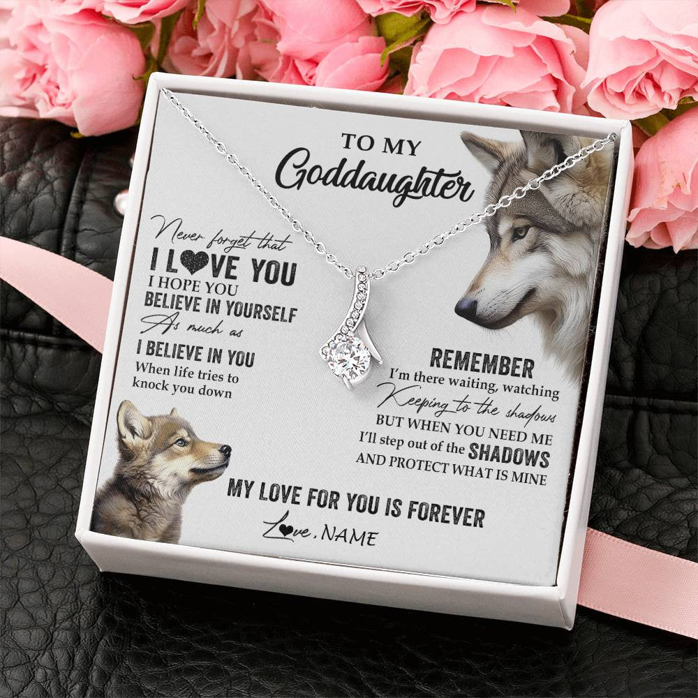 Alluring Beauty Necklace 14K White Gold Finish | 2 | Personalized To My Goddaughter Necklace From Godmother Uncle Wolf My Love For You Is Forever Goddaughter Birthday Christmas Customized Gift Box Message Card | siriusteestore