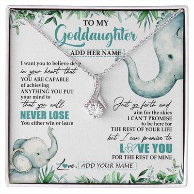Alluring Beauty Necklace 14K White Gold Finish | 1 | Personalized To My Goddaughter Necklace From Godmother Uncle You Will Never Lose Elephant Goddaughter Birthday Gifts Christmas Custom Gift Box Message Card | siriusteestore