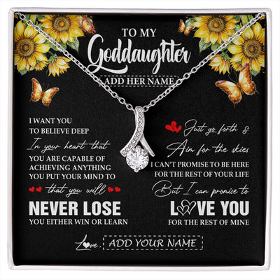 Alluring Beauty Necklace 14K White Gold Finish | 1 | Personalized To My Goddaughter Necklace From Godmother Uncle You Will Never Lose Sunflower Goddaughter Birthday Gifts Christmas Custom Gift Box Message Card | siriusteestore.myshopify