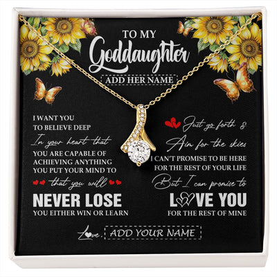 Alluring Beauty Necklace 18K Yellow Gold Finish | 1 | Personalized To My Goddaughter Necklace From Godmother Uncle You Will Never Lose Sunflower Goddaughter Birthday Gifts Christmas Custom Gift Box Message Card | siriusteestore.myshopify