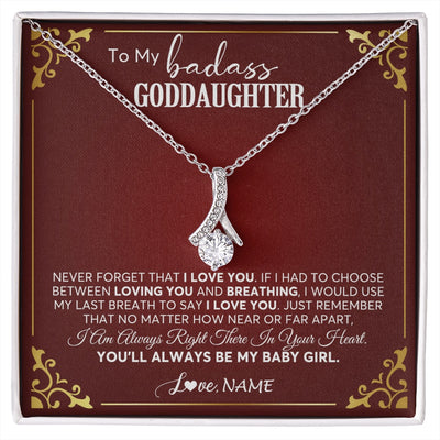 Alluring Beauty Necklace 14K White Gold Finish | 1 | Personalized To My Goddaughter Necklace From Godmother Uncle You'll Always Be My Goddaughter Birthday Christmas Customized Gift Box Message Card | siriusteestore.myshopify