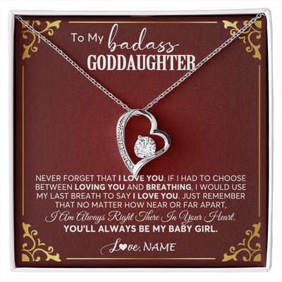 Forever Love Necklace 14K White Gold Finish | 1 | Personalized To My Goddaughter Necklace From Godmother Uncle You'll Always Be My Goddaughter Birthday Christmas Customized Gift Box Message Card | siriusteestore.myshopify