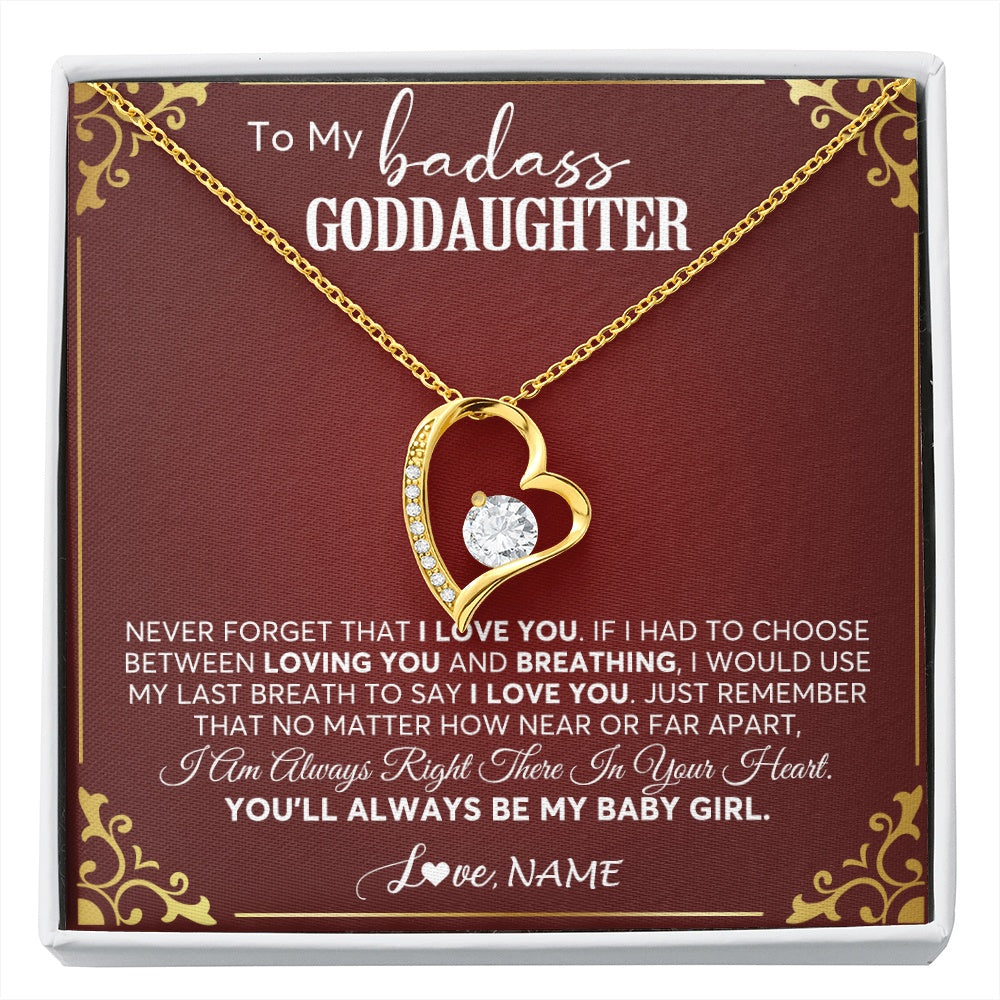 Forever Love Necklace 18K Yellow Gold Finish | 1 | Personalized To My Goddaughter Necklace From Godmother Uncle You'll Always Be My Goddaughter Birthday Christmas Customized Gift Box Message Card | siriusteestore.myshopify
