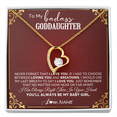 Forever Love Necklace 18K Yellow Gold Finish | 1 | Personalized To My Goddaughter Necklace From Godmother Uncle You'll Always Be My Goddaughter Birthday Christmas Customized Gift Box Message Card | siriusteestore.myshopify