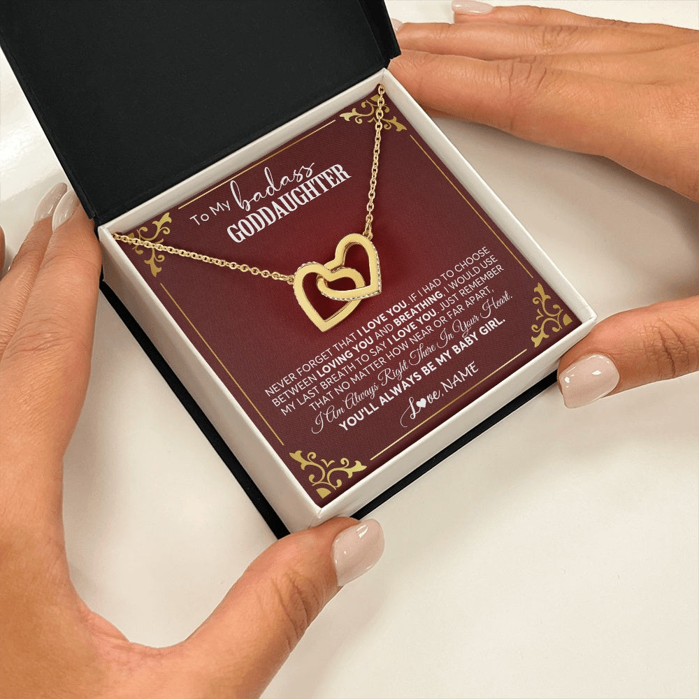 Interlocking Hearts Necklace 18K Yellow Gold Finish | 2 | Personalized To My Goddaughter Necklace From Godmother Uncle You'll Always Be My Goddaughter Birthday Christmas Customized Gift Box Message Card | siriusteestore.myshopify