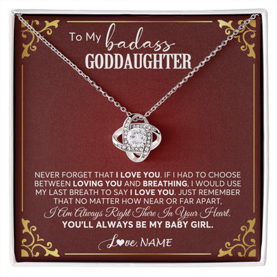 Love Knot Necklace 14K White Gold Finish | 1 | Personalized To My Goddaughter Necklace From Godmother Uncle You'll Always Be My Goddaughter Birthday Christmas Customized Gift Box Message Card | siriusteestore.myshopify