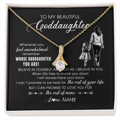Alluring Beauty Necklace 18K Yellow Gold Finish | 1 | Personalized To My Goddaughter Necklace From Godmother Whenever You Feel Overwhelmed Goddaughter Jewelry Birthday Graduation Christmas Customized Message Card | siriusteestore