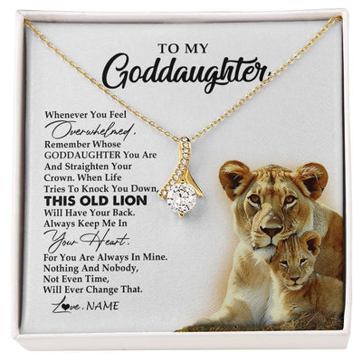 Alluring Beauty Necklace 18K Yellow Gold Finish | 1 | Personalized To My Goddaughter Necklace From Godmother Whenever You Fell Overwhelmed Lion Goddaughter Birthday Christmas Customized Gift Box Message Card | siriusteestore