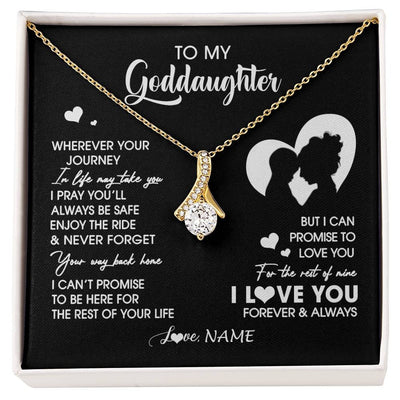 Alluring Beauty Necklace 18K Yellow Gold Finish | 1 | Personalized To My Goddaughter Necklace From Godmother Wherever Your Journey Goddaughter Birthday Gifts Graduation Christmas Customized Gift Box Message Card | siriusteestore