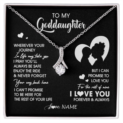 Alluring Beauty Necklace 14K White Gold Finish | 1 | Personalized To My Goddaughter Necklace From Godmother Wherever Your Journey Goddaughter Birthday Gifts Graduation Christmas Customized Gift Box Message Card | siriusteestore