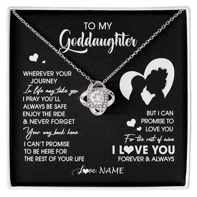 Love Knot Necklace 14K White Gold Finish | 1 | Personalized To My Goddaughter Necklace From Godmother Wherever Your Journey Goddaughter Birthday Gifts Graduation Christmas Customized Gift Box Message Card | siriusteestore