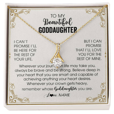 Alluring Beauty Necklace 18K Yellow Gold Finish | 1 | Personalized To My Goddaughter Necklace From Godmother Wherever Your Journey in Life There Birthday Christmas Graduation Customized Gift Box Message Card | siriusteestore