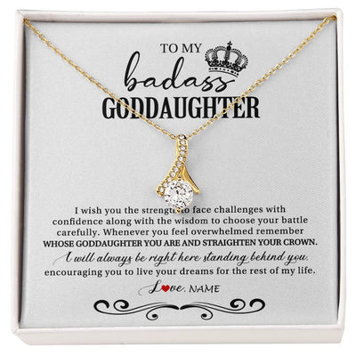 Alluring Beauty Necklace 18K Yellow Gold Finish | Personalized To My Goddaughter Necklace From Godmother Wish You The Strength Goddaughter Birthday Graduation Christmas Customized Gift Box Message Card | siriusteestore