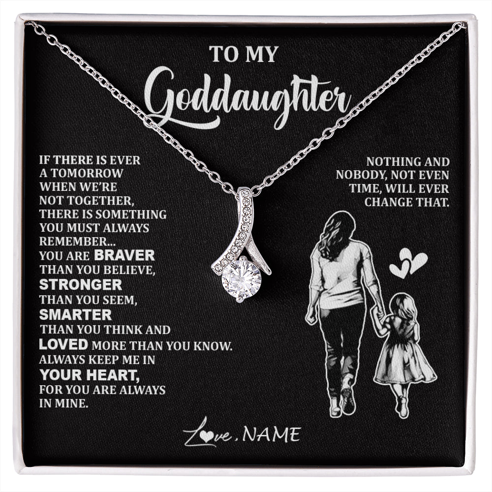 Alluring Beauty Necklace 14K White Gold Finish | 1 | Personalized To My Goddaughter Necklace From Godmother You Are Always In Mine Beautiful Goddaughter Birthday Graduation Christmas With Gift Box Message Card | siriusteestore