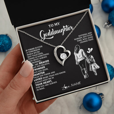 Forever Love Necklace 14K White Gold Finish | 2 | Personalized To My Goddaughter Necklace From Godmother You Are Always In Mine Beautiful Goddaughter Birthday Graduation Christmas With Gift Box Message Card | siriusteestore