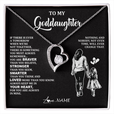Forever Love Necklace 14K White Gold Finish | 1 | Personalized To My Goddaughter Necklace From Godmother You Are Always In Mine Beautiful Goddaughter Birthday Graduation Christmas With Gift Box Message Card | siriusteestore