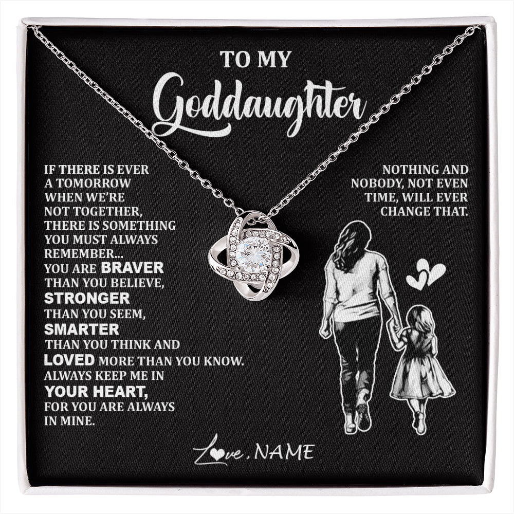 Love Knot Necklace 14K White Gold Finish | 1 | Personalized To My Goddaughter Necklace From Godmother You Are Always In Mine Beautiful Goddaughter Birthday Graduation Christmas With Gift Box Message Card | siriusteestore