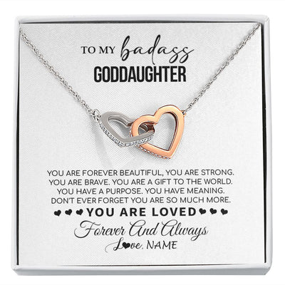 Interlocking Hearts Necklace | Personalized To My Goddaughter Necklace From Godmother You Are Forever Beautiful Goddaughter Birthday Graduation Christmas Customized Gift Box Message Card | siriusteestore