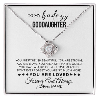 Love Knot Necklace | Personalized To My Goddaughter Necklace From Godmother You Are Forever Beautiful Goddaughter Birthday Graduation Christmas Customized Gift Box Message Card | siriusteestore