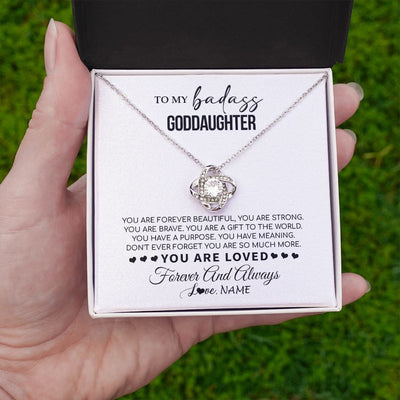 Love Knot Necklace | Personalized To My Goddaughter Necklace From Godmother You Are Forever Beautiful Goddaughter Birthday Graduation Christmas Customized Gift Box Message Card | siriusteestore