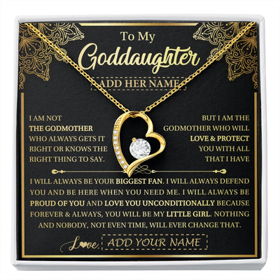 Forever Love Necklace 18K Yellow Gold Finish | 1 | Personalized To My Goddaughter Necklace From Godmother Your Biggest Fan Birthday Gifts For Goddaughter Gifts Christmas Jewelry Custom Gift Box Message Card | siriusteestore.myshopify