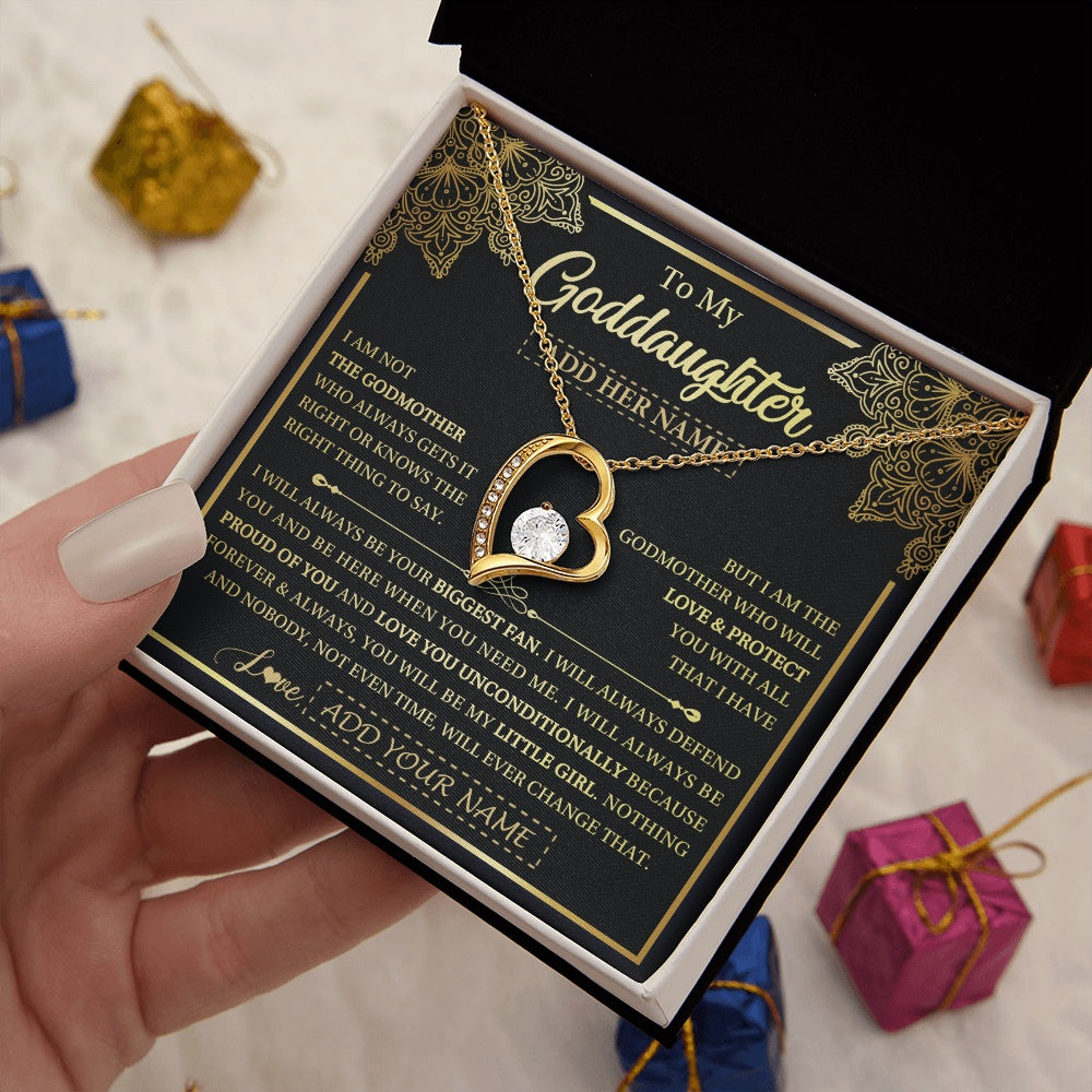 Forever Love Necklace 18K Yellow Gold Finish | 2 | Personalized To My Goddaughter Necklace From Godmother Your Biggest Fan Birthday Gifts For Goddaughter Gifts Christmas Jewelry Custom Gift Box Message Card | siriusteestore.myshopify