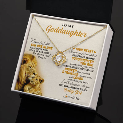 Love Knot Necklace 18K Yellow Gold Finish | 2 | Personalized To My Goddaughter Necklace From Uncle Lion Never Feel That You Are Alone Great Goddaughter Birthday Christmas Customized Gift Box Message Card | siriusteestore