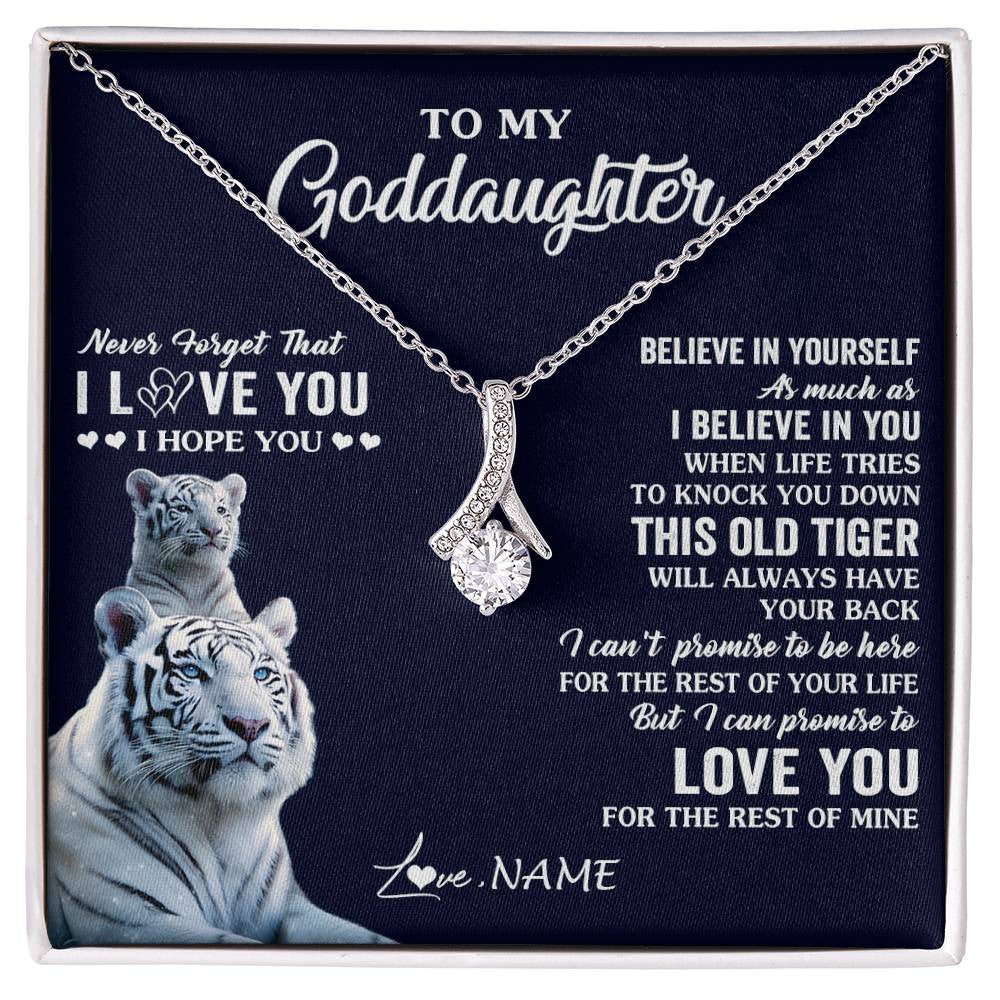 Alluring Beauty Necklace 14K White Gold Finish | 1 | Personalized To My Goddaughter Necklace Gift From Stepmother This Old Tiger Love You Goddaughter Birthday Graduation Christmas Customized Gift Box Message Card | siriusteestore