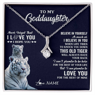 Alluring Beauty Necklace 14K White Gold Finish | 1 | Personalized To My Goddaughter Necklace Gift From Stepmother This Old Tiger Love You Goddaughter Birthday Graduation Christmas Customized Gift Box Message Card | siriusteestore