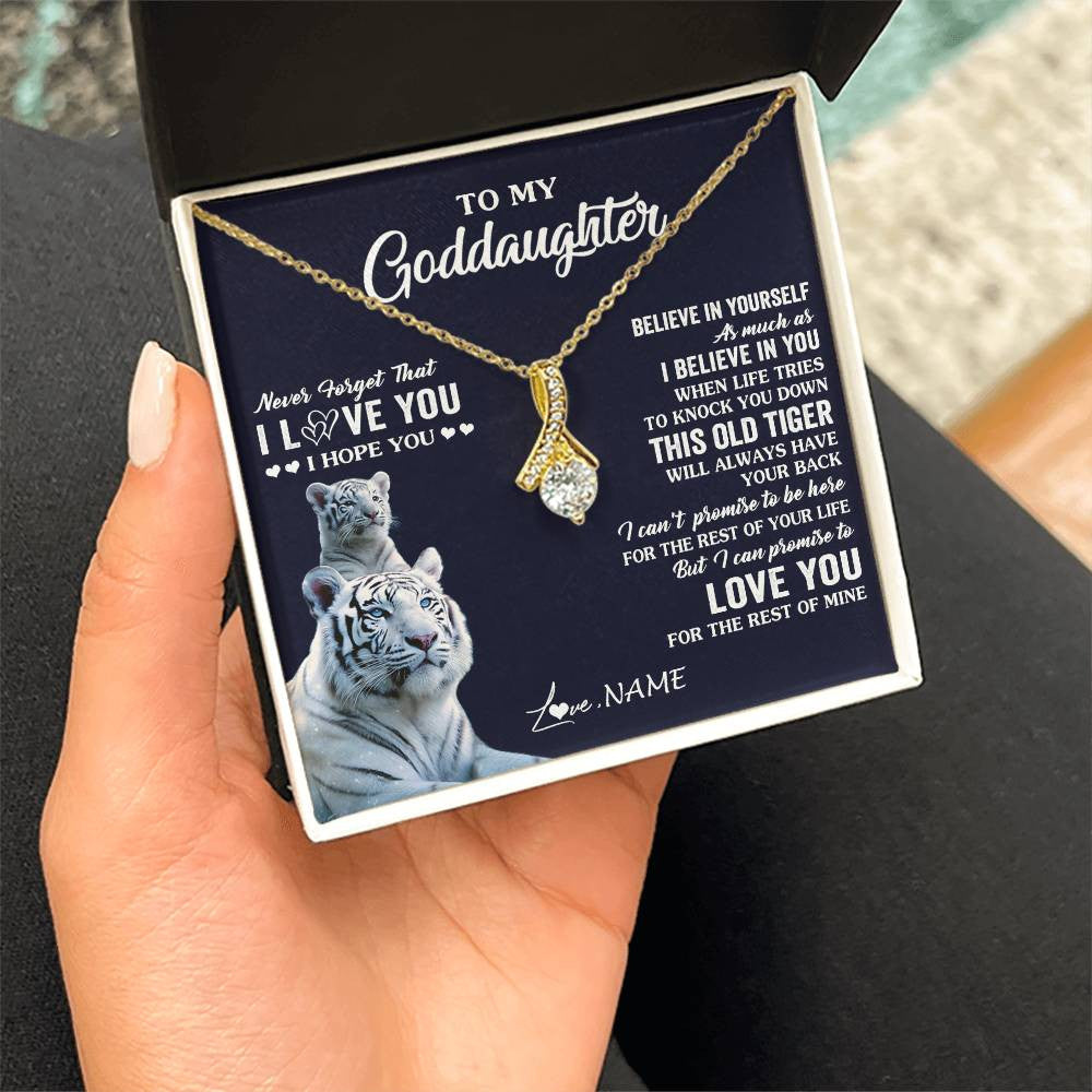 Alluring Beauty Necklace 18K Yellow Gold Finish | 2 | Personalized To My Goddaughter Necklace Gift From Stepmother This Old Tiger Love You Goddaughter Birthday Graduation Christmas Customized Gift Box Message Card | siriusteestore