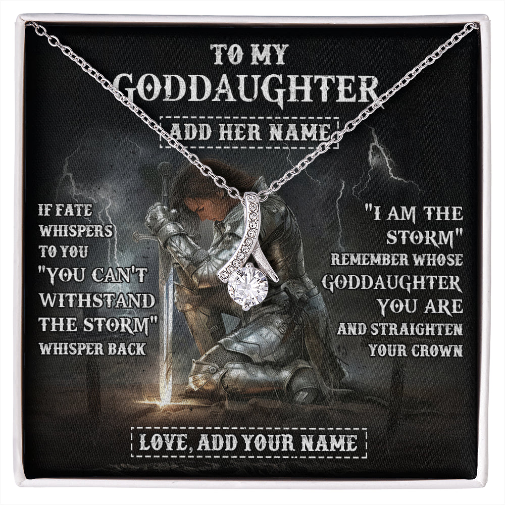 Alluring Beauty Necklace 14K White Gold Finish | 1 | Personalized To My Goddaughter Necklace Women Warrior Knights Templar I Am The Storm Best Goddaughter Birthday Gifts Christmas Custom Gift Box Message Card | siriusteestore