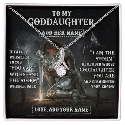 Alluring Beauty Necklace 14K White Gold Finish | 1 | Personalized To My Goddaughter Necklace Women Warrior Knights Templar I Am The Storm Best Goddaughter Birthday Gifts Christmas Custom Gift Box Message Card | siriusteestore