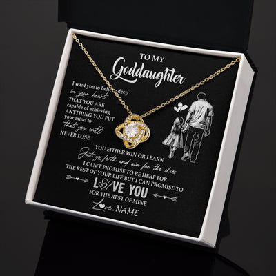 Love Knot Necklace 18K Yellow Gold Finish | 2 | Personalized To My Goddaughter Necklace You Will Never Lose From Godfather Uncle Goddaughter Birthday Gifts Graduation Christmas Gift Box Message Card | siriusteestore