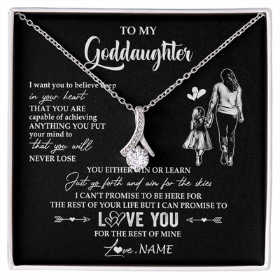 Alluring Beauty Necklace 14K White Gold Finish | 1 | Personalized To My Goddaughter Necklace You Will Never Lose From Godmother Aunt Goddaughter Birthday Gifts Graduation Christmas Gift Box Message Card | siriusteestore