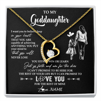Forever Love Necklace 18K Yellow Gold Finish | 1 | Personalized To My Goddaughter Necklace You Will Never Lose From Godmother Aunt Goddaughter Birthday Gifts Graduation Christmas Gift Box Message Card | siriusteestore
