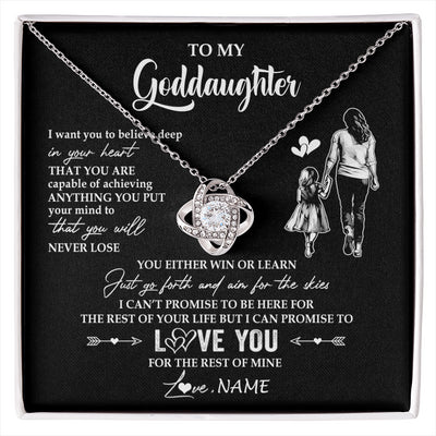 Love Knot Necklace 14K White Gold Finish | 1 | Personalized To My Goddaughter Necklace You Will Never Lose From Godmother Aunt Goddaughter Birthday Gifts Graduation Christmas Gift Box Message Card | siriusteestore