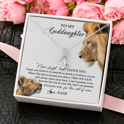 Alluring Beauty Necklace 14K White Gold Finish | 2 | Personalized To My Goddaughter Necklace from Godfather Forget I Love You Lion Jewelry Goddaughter Birthday Graduation Christmas Customized Message Card | siriusteestore