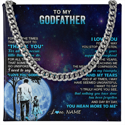 Cuban Link Chain Necklace Stainless Steel | 1 | Personalized To My Godfather Necklace From Niece Thank You Day By Day Godfather Birthday Gifts Fathers Day Christmas Customized Gift Box Message Card | siriusteestore
