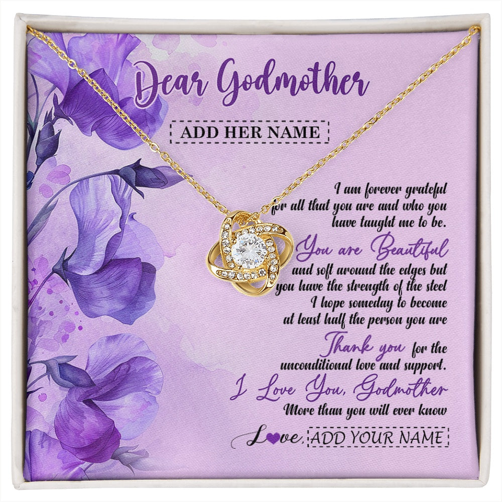 Love Knot Necklace 18K Yellow Gold Finish | 1 | Personalized To My Godmother Gifts From Niece Necklace Flower You Are Beautiful Gifts For Aunt Mothers Day Birthday Christmas Custom Gift Box Message Card | siriusteestore.myshopify