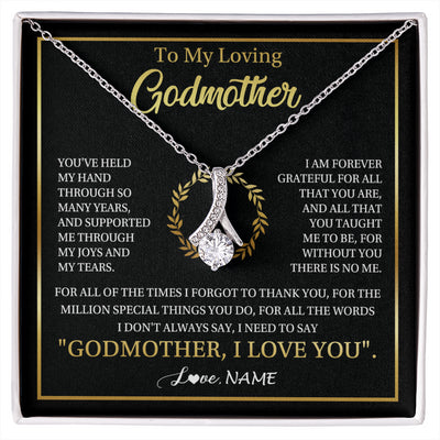 Alluring Beauty Necklace 14K White Gold Finish | 1 | Personalized To My Godmother Gifts Necklace From Niece Nephew Grateful Thank You Aunt Birthday Gifts Mothers Day Christmas Jewelry Gift Box Message Card | siriusteestore