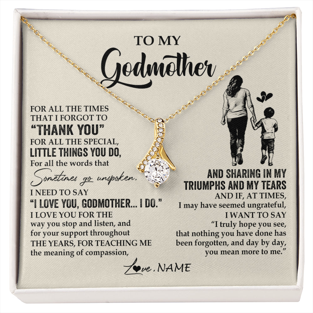 Alluring Beauty Necklace 18K Yellow Gold Finish | 1 | Personalized To My Godmother Necklace From Nephew For All The Times That I Forgot To Thank You Birthday Mothers Day Christmas Customized Gift Box Message Card | siriusteestore